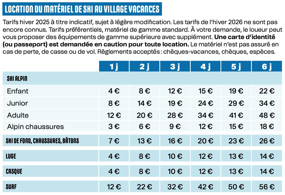 Location du matériel Ski