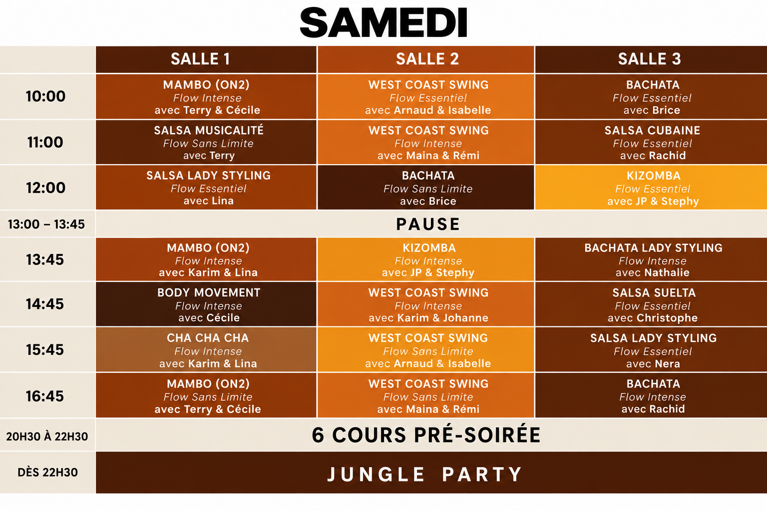 Planning Samedi